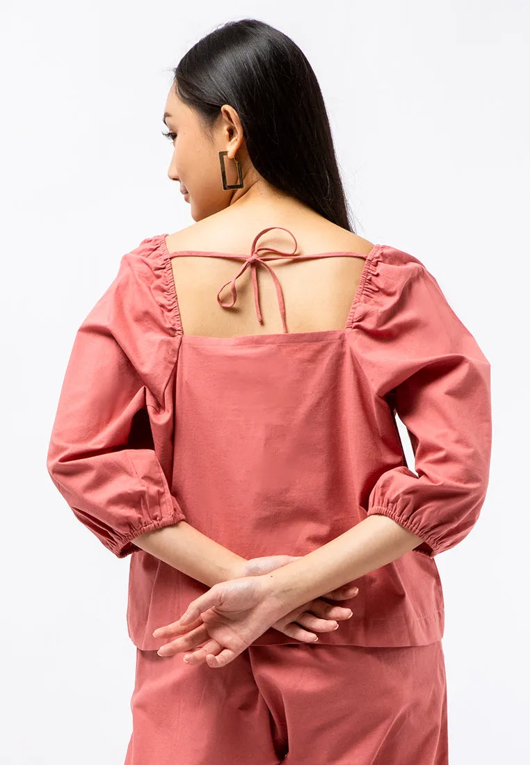 Puff Sleeve Blouse with Back Details